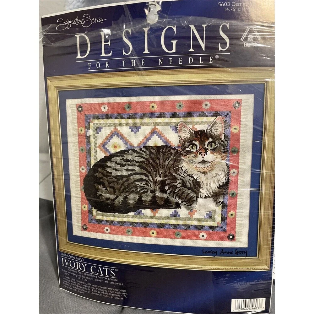 Designs For The Needle Counted Cross Stitch Kit Ivory Cats Gemma On A Dhurrie...